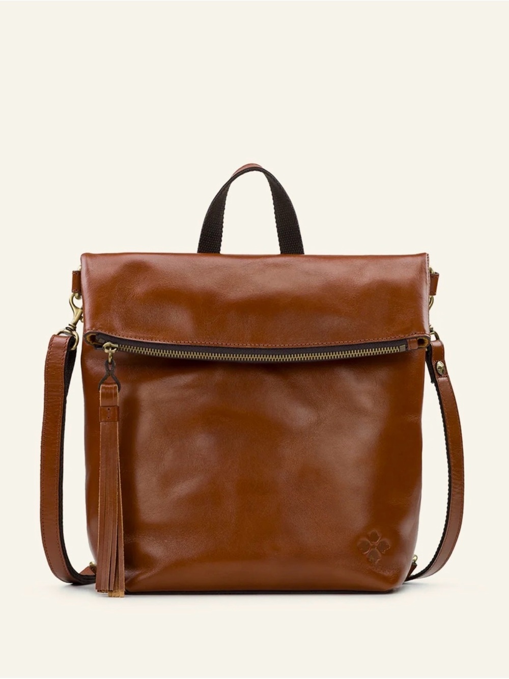 Patricia Nash Luzille Leather Convertible Backpack Tote Tan